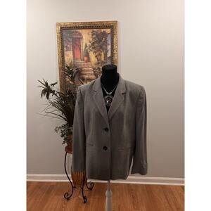 Kasper Classic Blazer Size 16 Gray Lined Lapel Long Sleeve Mob Wife Office Siren